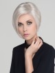 Short Straight Gray Synthetic Lace Front Mono Top Wig