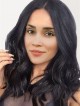 Graceful Black Wavy Shoulder Length Human Hair Lace Wig for Women