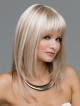 Straight Blonde Glueless Full Lace Wigs with Bangs