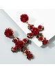 Women'S Fashionable Baroque Rose Flower Cross-Shaped Long Earrings Retro Earrings