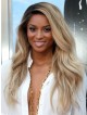 Beyonce Long Wavy Lace Front Blonde Wig with Dark Roots
