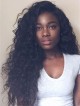 Black women's long curly capless synthetic hair wig