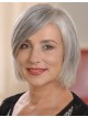 Classic Short Length Ladies Grey Wig With Side Bangs