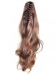 18" Wavy Brown 100% Human Hair Claw Clip Ponytails
