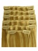16" Straight Blonde 100% Human Hair Clip In Hair Extensions