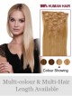 14" Straight Blonde 100% Human Hair Clip In Hair Extensions