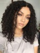 Fashionable Girl's Medium Small Curly Black Hair Wig