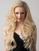 Long Blonde Body Wavy Lace Front Ladies Wig without Bangs