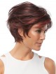 Short Layered Synthetic Lace Front Mono Wig with Red Violet Bold Highlights