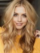 Long Blonde Human Hair Front Lace Middle Part Wig