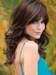 Long Soft Wave Women Brown Wig with Full Bangs