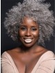 Natural Grey Curly Synthetic Hair Wig For Black Women
