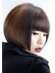 Lace Front Mono Top Human Hair Bob Short Wig With Full Bangs
