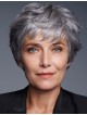Lace Front Short Straight Cut Grey Hair Wig