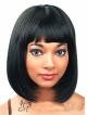 Perfect Short Straight Black Full Bangs Capless Synthetic Hair Wigs
