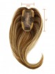 18" Wavy Brown Human Hair Mono Hair Pieces