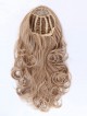 16" Wavy Brown Human Hair 1/2 Wigs Hair Pieces