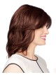Red Shoulder-length layered style wig with side swept fringe