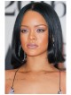Rihanna Black Women Short Mid Part Bob Wig