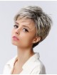 Short Straight Ladies Grey Hair Wig With Pixie Cut