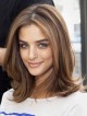 Shoulder Length Light Brown Lace Front Human Hair Wig with Middle Part