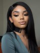 Simply long black women's silky straight human wigs with baby hair