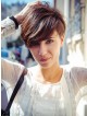 Unique Capless Layered Short Human Hair Celebrity Wigs With Bangs