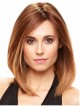 Shoulder Length Red Straight Lace Front Human Hair Monofilament Wig