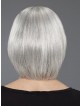 Grey Short Straight Synthetic Lace Wig With Bangs