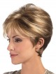Women's Synthetic Short Straight Lace Front Mono Top Hair Wig With Bangs