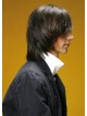 Shoulder Length Straight Mens Hair Wig With Bangs