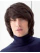 Chin Length Straight Synthetic Mens Hair Wig With Bangs