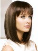 Shoulder Length Lace Front Monofilament Straight Wig With Bangs