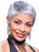 Cropped Pixie Cut Straight Synthetic Grey Wig For Women 