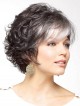 Synthetic Short Grey Curly Wig With Bangs